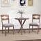 Brown, Grey Fabric Dining Chair Set 2 Padded Seat Rubber Wood Rustic Farmhouse